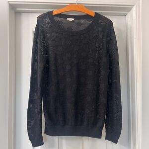 Fossil Black Mesh Like Design Crew Neck Sweater - SZ Small